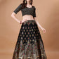 Lorenvalley Fashion Black & Pink Semi-Stitched Lehenga & Unstitched Blouse With Dupatta | Swadesiicart