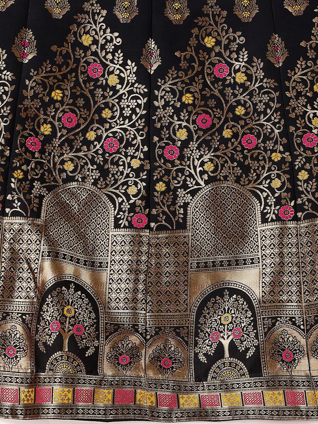 Lorenvalley Fashion Black & Pink Semi-Stitched Lehenga & Unstitched Blouse With Dupatta | Swadesiicart