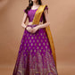 Lorenvalley Fashion Purple & Mustard Semi-Stitched Lehenga & Unstitched Blouse With Dupatta | Swadesiicart