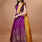Lorenvalley Fashion Purple & Mustard Semi-Stitched Lehenga & Unstitched Blouse With Dupatta | Swadesiicart