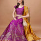 Lorenvalley Fashion Purple & Mustard Semi-Stitched Lehenga & Unstitched Blouse With Dupatta | Swadesiicart