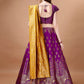 Lorenvalley Fashion Purple & Mustard Semi-Stitched Lehenga & Unstitched Blouse With Dupatta | Swadesiicart