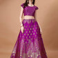 Lorenvalley Fashion Purple & Mustard Semi-Stitched Lehenga & Unstitched Blouse With Dupatta | Swadesiicart