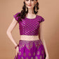 Lorenvalley Fashion Purple & Mustard Semi-Stitched Lehenga & Unstitched Blouse With Dupatta | Swadesiicart