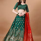 Lorenvalley Fashion Green & Red Semi-Stitched Lehenga & Unstitched Blouse With Dupatta | Swadesiicart
