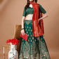 Lorenvalley Fashion Green & Red Semi-Stitched Lehenga & Unstitched Blouse With Dupatta | Swadesiicart