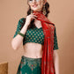 Lorenvalley Fashion Green & Red Semi-Stitched Lehenga & Unstitched Blouse With Dupatta | Swadesiicart