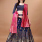 Lorenvalley Fashion Blue & Pink Semi-Stitched Lehenga & Unstitched Blouse With Dupatta | Swadesiicart