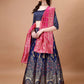 Lorenvalley Fashion Blue & Pink Semi-Stitched Lehenga & Unstitched Blouse With Dupatta | Swadesiicart