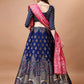Lorenvalley Fashion Blue & Pink Semi-Stitched Lehenga & Unstitched Blouse With Dupatta | Swadesiicart