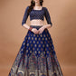 Lorenvalley Fashion Blue & Pink Semi-Stitched Lehenga & Unstitched Blouse With Dupatta | Swadesiicart