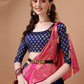 Lorenvalley Fashion Blue & Pink Semi-Stitched Lehenga & Unstitched Blouse With Dupatta | Swadesiicart