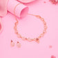 Tehzeeb Creationss Gold-Polished Choker Pink Stone Necklace With Stud Earrings - Swadesiicart