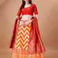 Lorenvalley Fashion Yellow & Red Semi-Stitched Lehenga & Unstitched Blouse With Dupatta | Swadesiicart