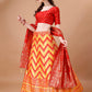 Lorenvalley Fashion Yellow & Red Semi-Stitched Lehenga & Unstitched Blouse With Dupatta | Swadesiicart