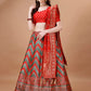 Lorenvalley Fashion Green & Red Semi-Stitched Lehenga & Unstitched Blouse With Dupatta | Swadesiicart
