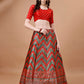Lorenvalley Fashion Green & Red Semi-Stitched Lehenga & Unstitched Blouse With Dupatta | Swadesiicart