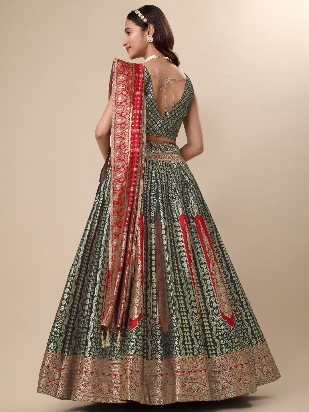 Lorenvalley Fashion Green Ready to Wear Lehenga & Unstitched Blouse With Dupatta | Swadesiicart