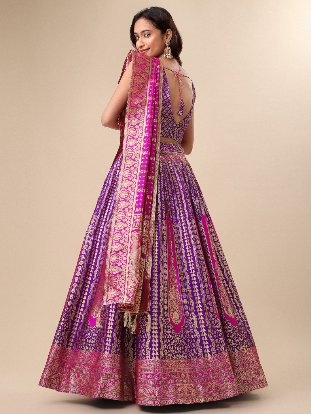 Lorenvalley Fashion Purple Ready to Wear Lehenga & Unstitched Blouse With Dupatta | Swadesiicart