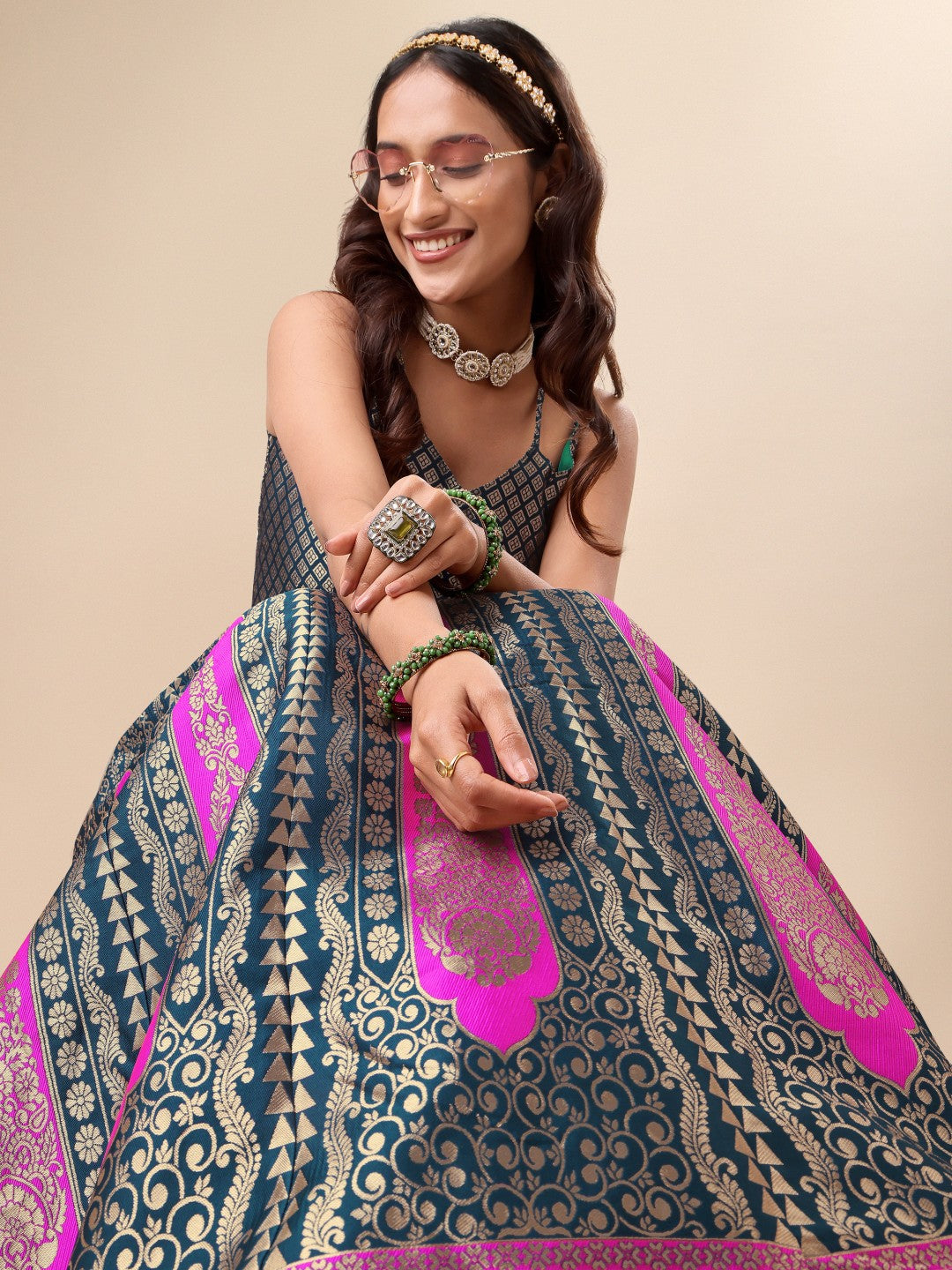 Lorenvalley Fashion Rama Ready to Wear Lehenga & Unstitched Blouse With Dupatta | Swadesiicart