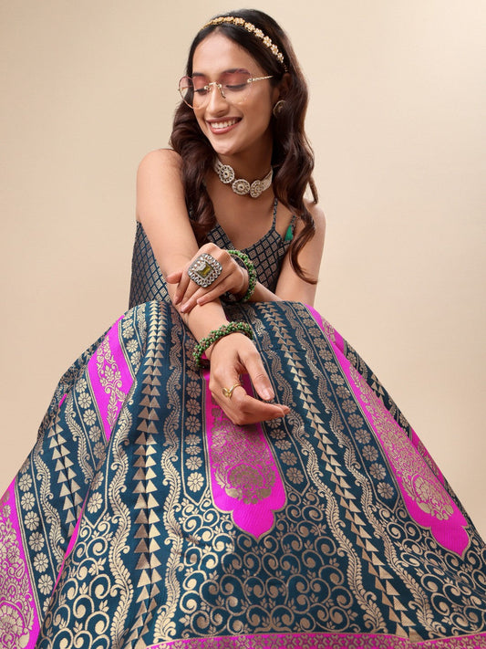 Lorenvalley Fashion Rama Ready to Wear Lehenga & Unstitched Blouse With Dupatta | Swadesiicart