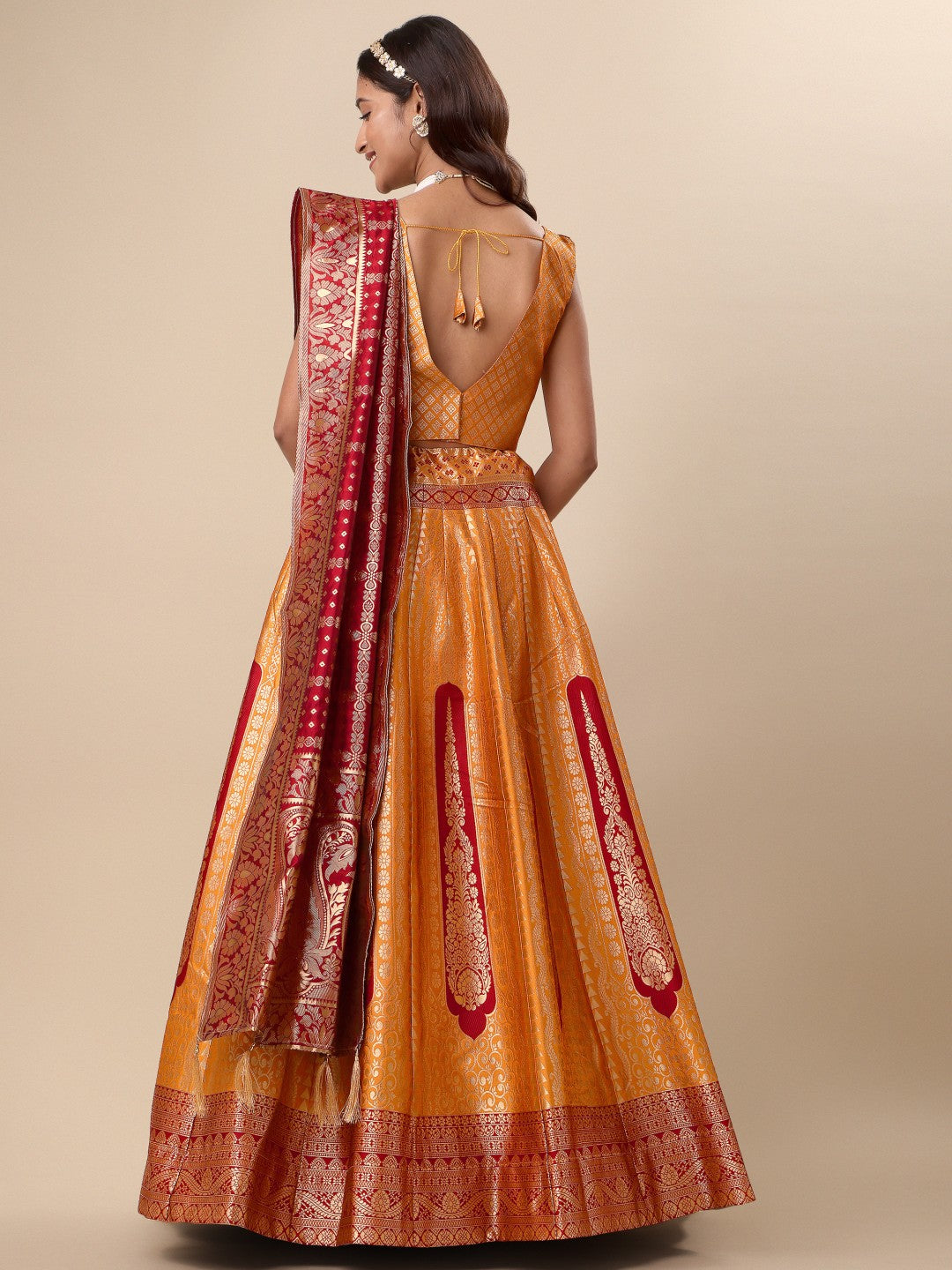 Lorenvalley Fashion Orange Ready to Wear Lehenga & Unstitched Blouse With Dupatta | Swadesiicart