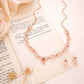 Tehzeeb Creationss Gold-Polished Choker Pink Stone Necklace With Stud Earrings - Swadesiicart