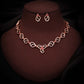 Tehzeeb Creationss Gold-Polished Choker Pink Stone Necklace With Stud Earrings - Swadesiicart