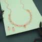 Tehzeeb Creationss Gold-Polished Choker Pink Stone Necklace With Stud Earrings - Swadesiicart