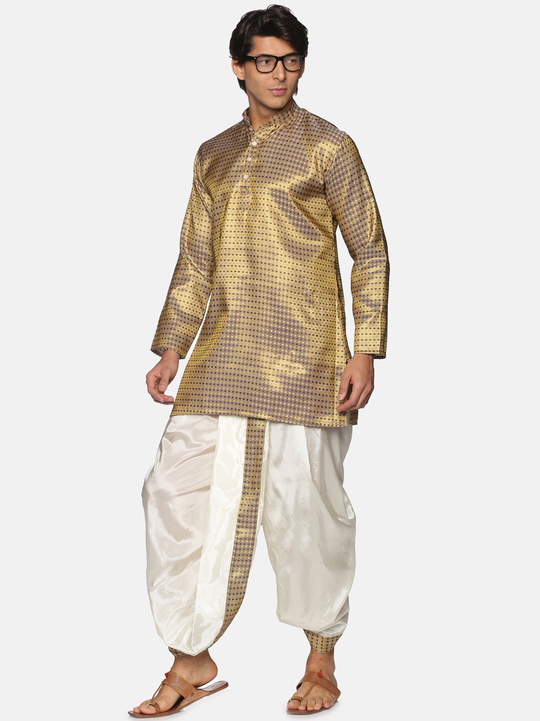 Sethukrishna Men Cream Men Solid Dhoti Pant | Swadesiicart
