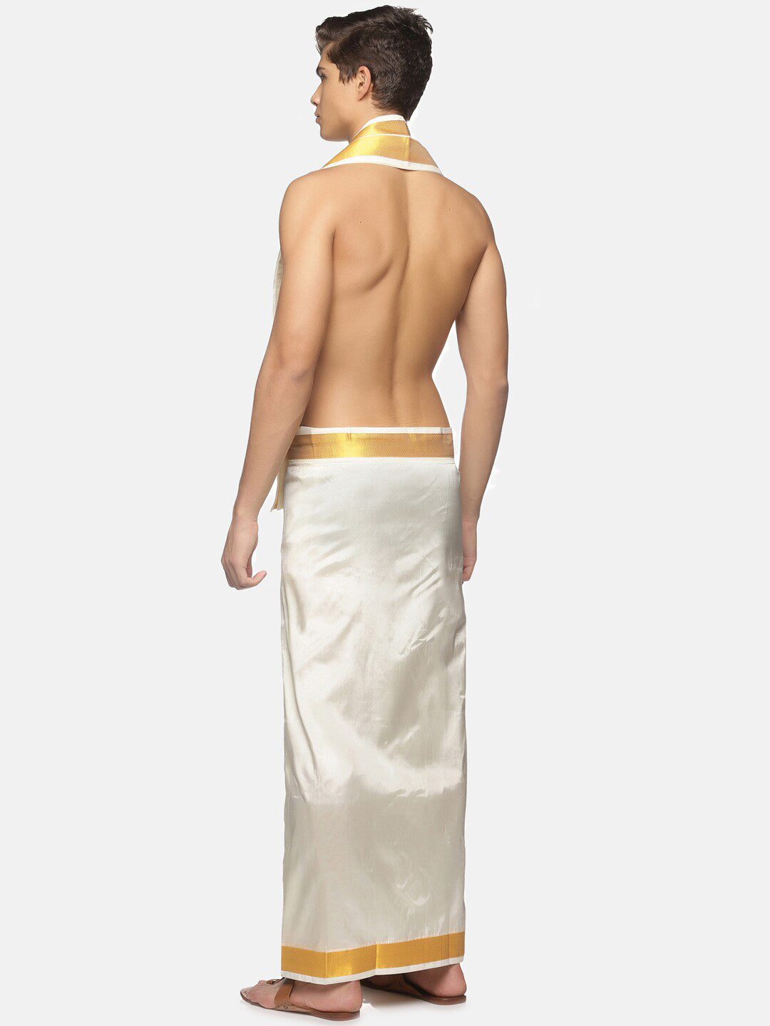 Sethukrishna Cream-Coloured Solid Dhoti For Men | Swadesiicart