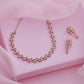 Tehzeeb Creationss Rose Gold-Polished Necklace With Stud - Swadesiicart
