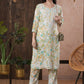 ADA Floral Printed Round Neck Regular Lucknowi Chikankari Kurta with Trousers | Swadesiicart
