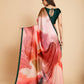 Sangria Peach-Coloured & Blue Satin Ready to Wear Saree | Swadesiicart