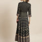 Juniper Womens Dark Blue Foil Printed Circular Maxi Dress With Yoke Embroidery | Swadesiicart