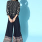 Juniper Womens Black Floral Printed Rayon Clothing Set | Swadesiicart
