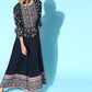 Juniper Womens Black Floral Printed Rayon Clothing Set | Swadesiicart