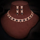 Tehzeeb Creations Rose Gold-Polished Black Choker Necklace With Dangle Earrings - Swadesiicart