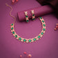 Tehzeeb Creations Rose Gold-Polished Green Choker Necklace With Dangle Earrings - Swadesiicart
