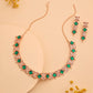 Tehzeeb Creations Rose Gold-Polished Green Choker Necklace With Dangle Earrings - Swadesiicart
