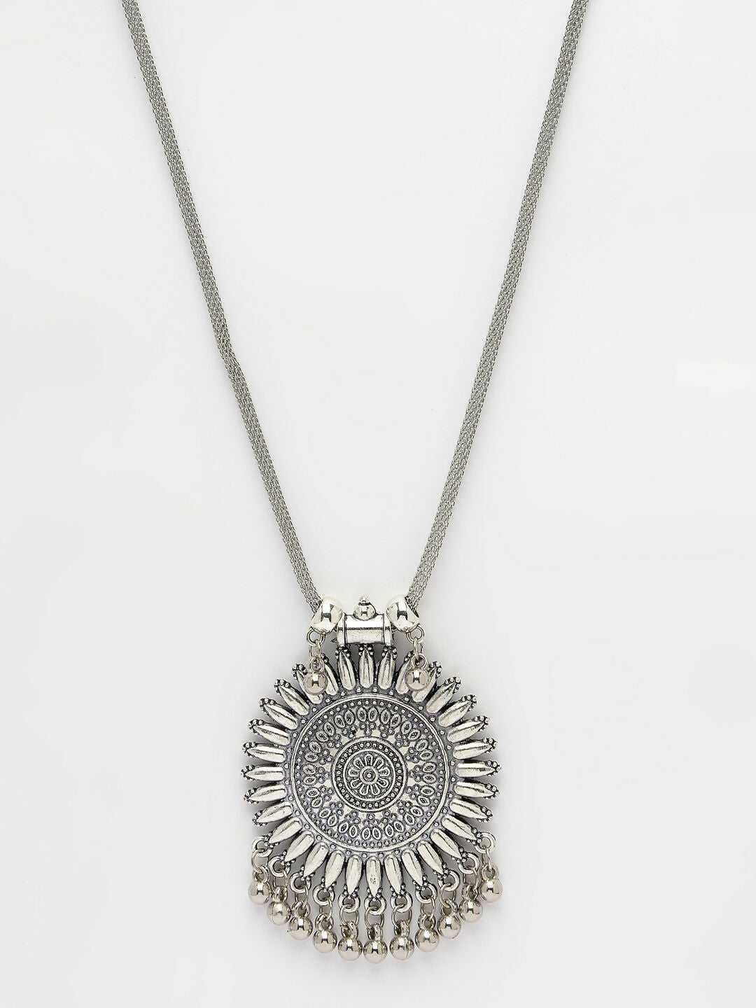 NVR Women's Silver-Toned German Silver Oxidised Pandent | Swadesiicart