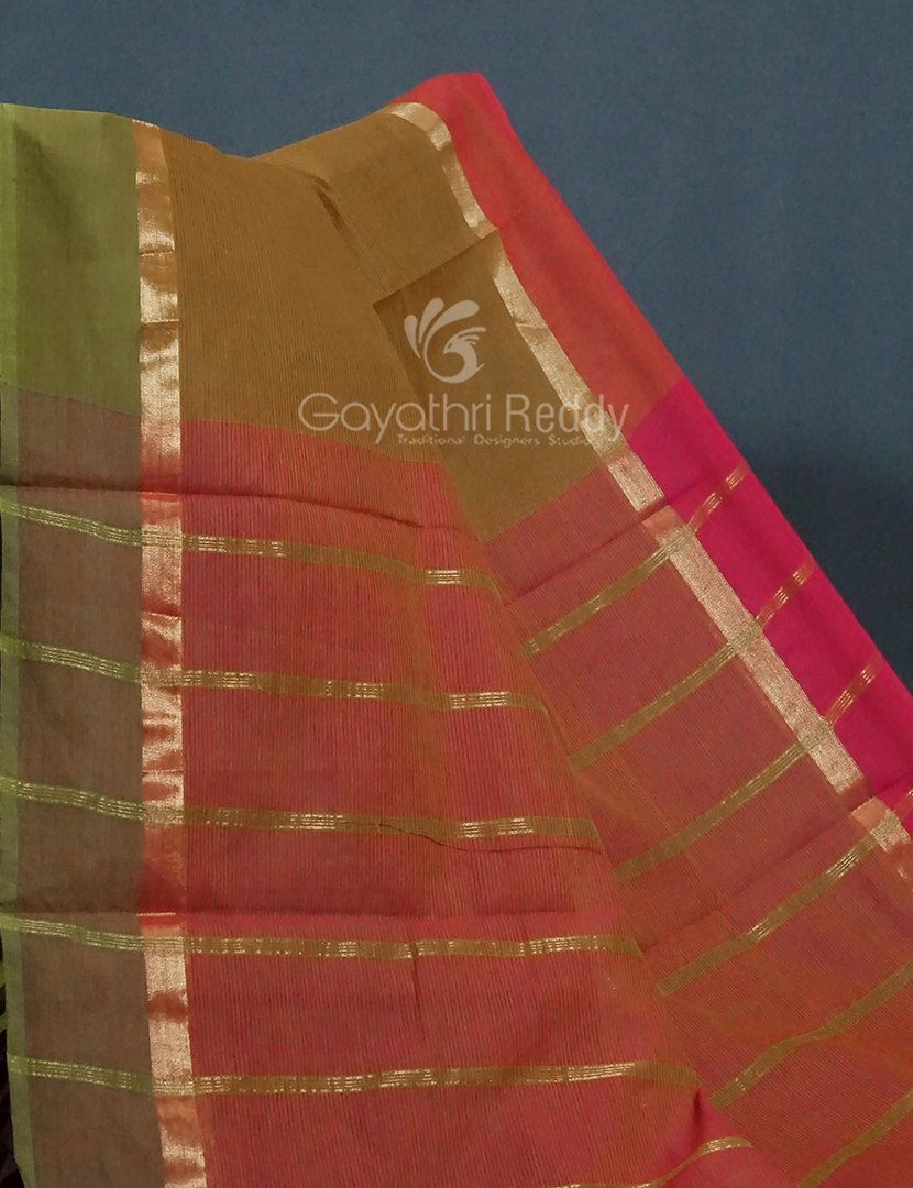 Dual Shades of Dry Mehendi Pure Mangalgiri Cotton By Gayathri Reddy Designer Studio | Swadesiicart