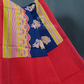 Block Print Indigo Blue Coloured Mulmul Cotton Saree By Gayathri Reddy Designer Studio | Swadesiicart