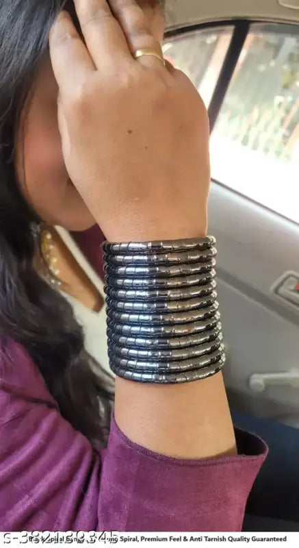 Tehzeeb Creations Women's Silver Viral Spiral Bangle For Girl And Women - Swadesiicart