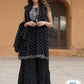 Kalini Ethnic Motifs Printed Tie-Up Neck Thread Work A-Line Kurta with Sharara & Dupatta | Swadesiicart