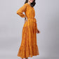 Souchii Yellow Floral Layered Chiffon Maxi Dress - Swadesiicart