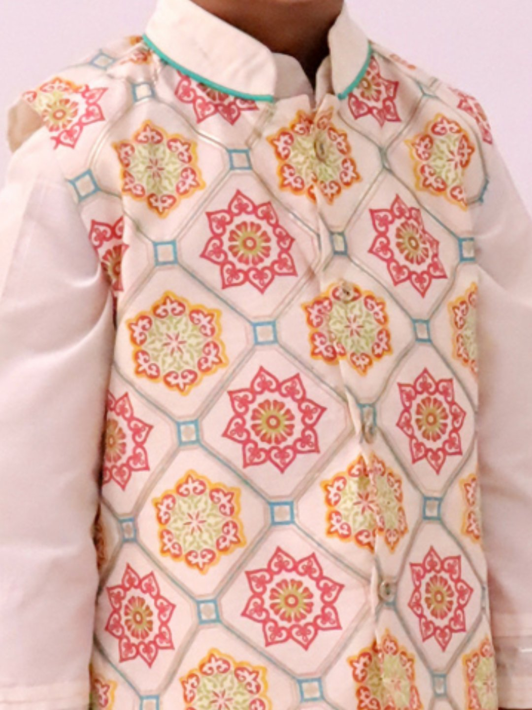 Lil Drama Mishti White Kurta Pyjama and Jacket For Boys | Swadesiicart