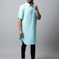 Even Apparels Blue Color Pure Cotton Solid Men's Kurta With Shirt Collar (SLD1132) | Swadesiicart