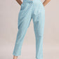 Aavyora Women's Sky Blue Floral Printed A-Line Kurta with Pintucks, Striped Pants & Dupatta Set