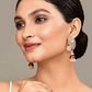 Peacock Feather Pattern Maroon Jhumki Drop Earrings for Womens by House of Ree | Swadesiicart